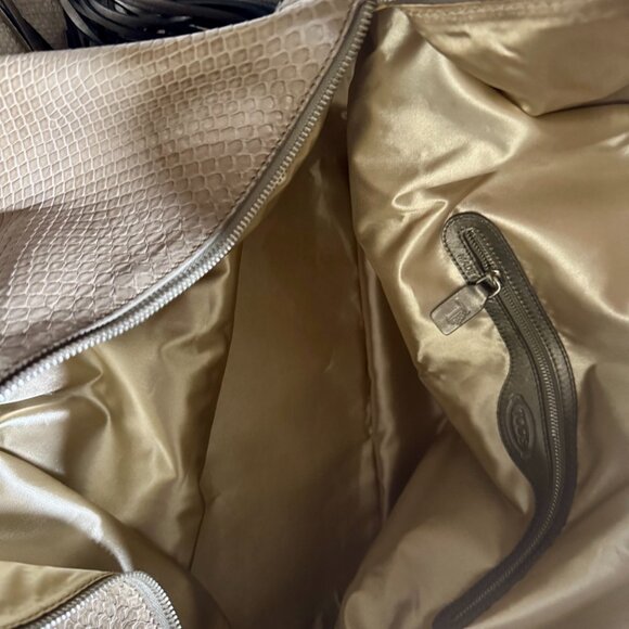 Tod's Taupe Python and Leather Fringe Large Satchel Bag - Picture 5 of 11